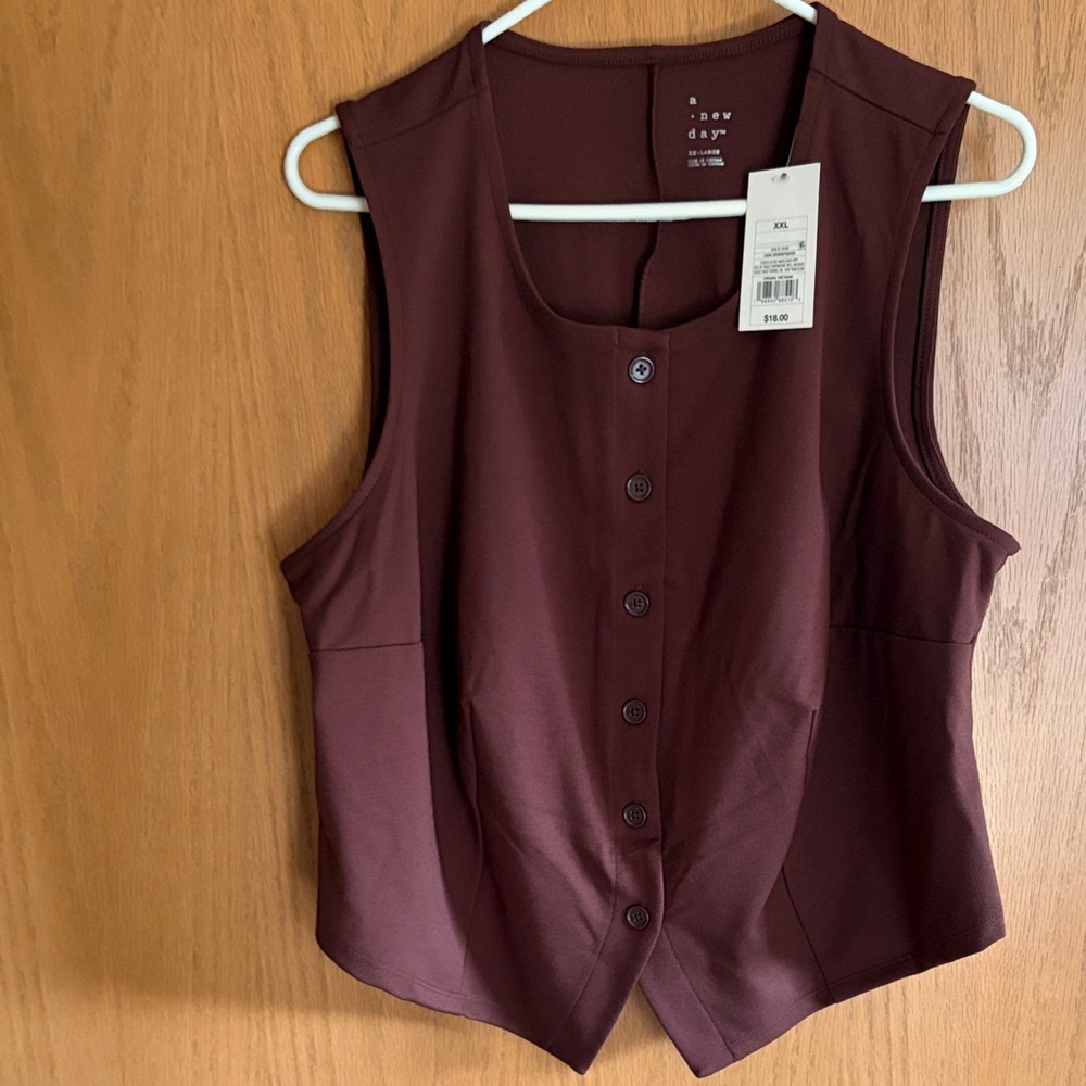 a new day Sleeveless Button-Front Vest in brown